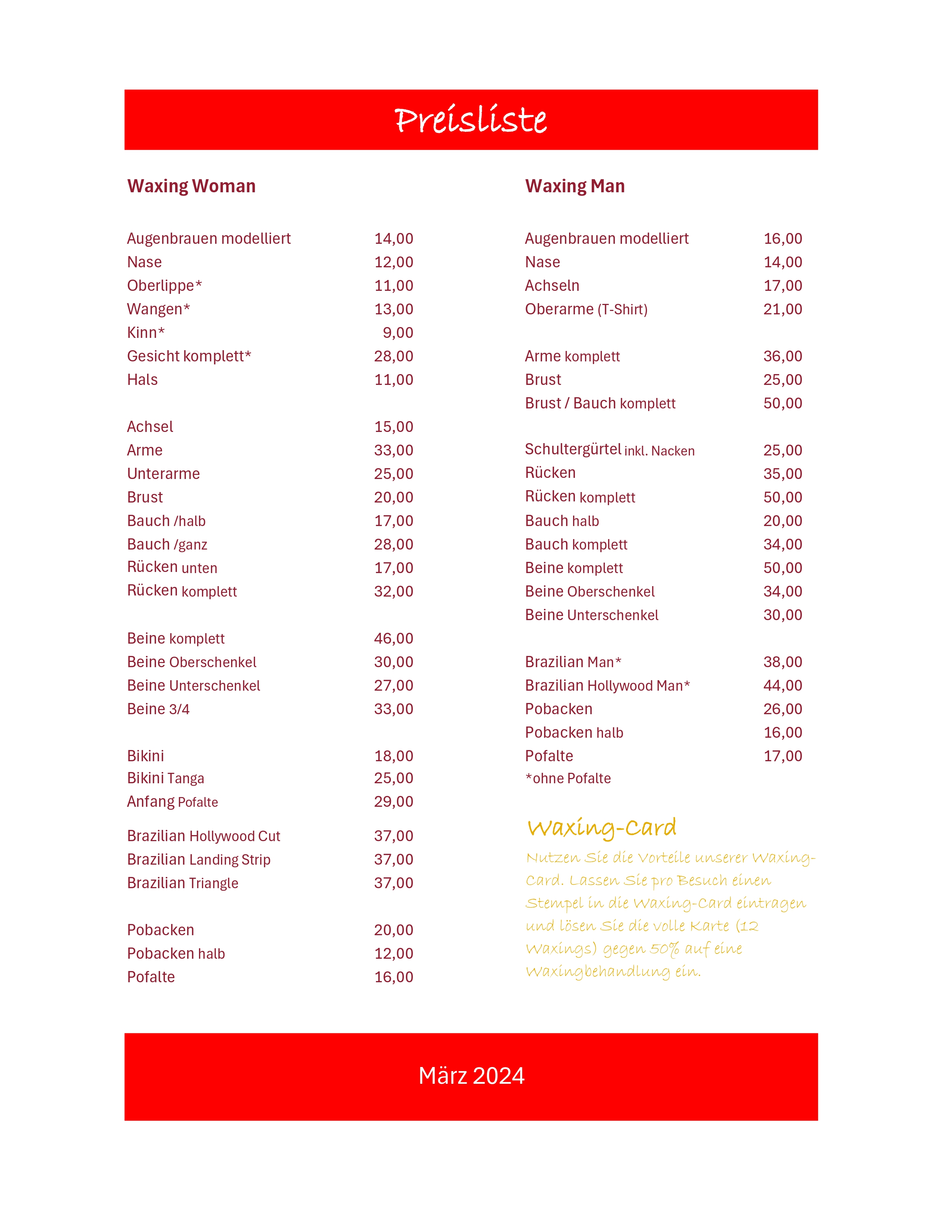 Preisliste